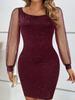Elegant 2024 V-Neck Mesh Sleeve Bodycon Evening Dress