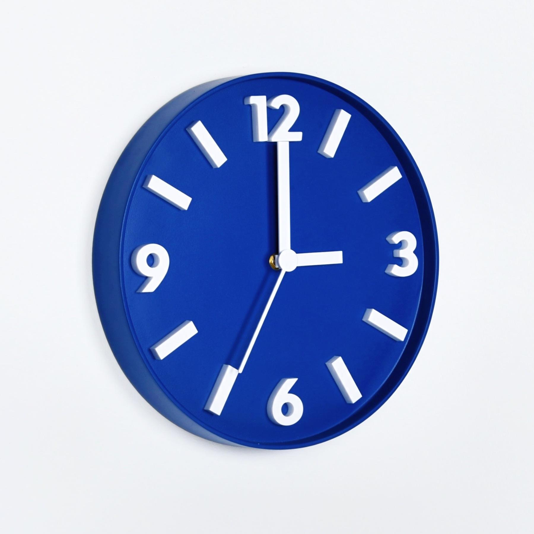 Ins Style  Blue Decorative Wall Clock Nordic Minimalist Japanese and Korean Trend Clocks Home Restaurant Cafe Klein Blue - 30 × 30cm