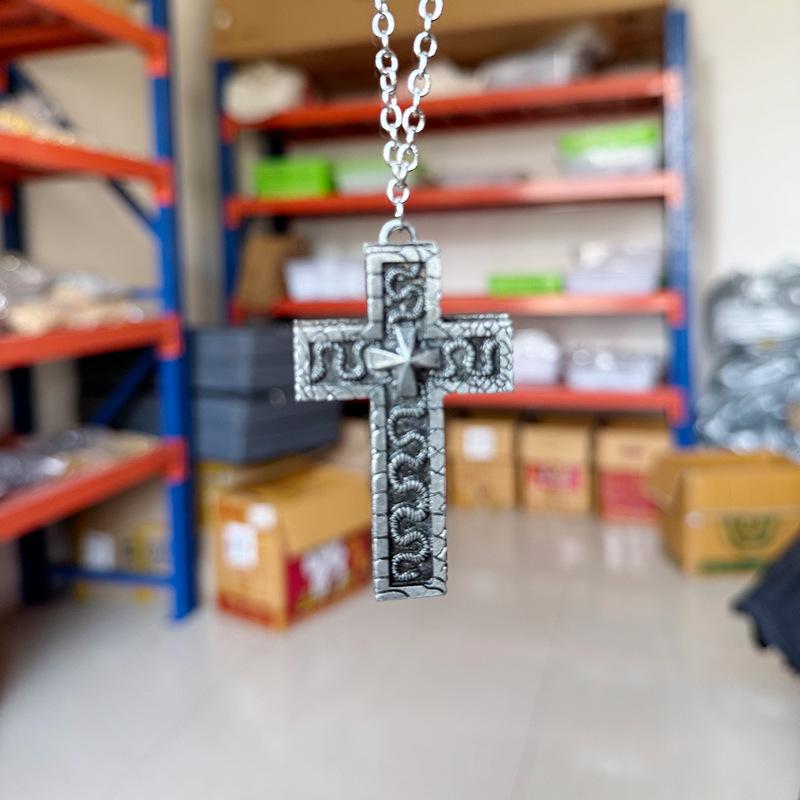 Openable Double-Layer Snake Cross Necklace, New Retro European Style, Creative Fashion Pendant,Ideal Holiday Gift Jewelry