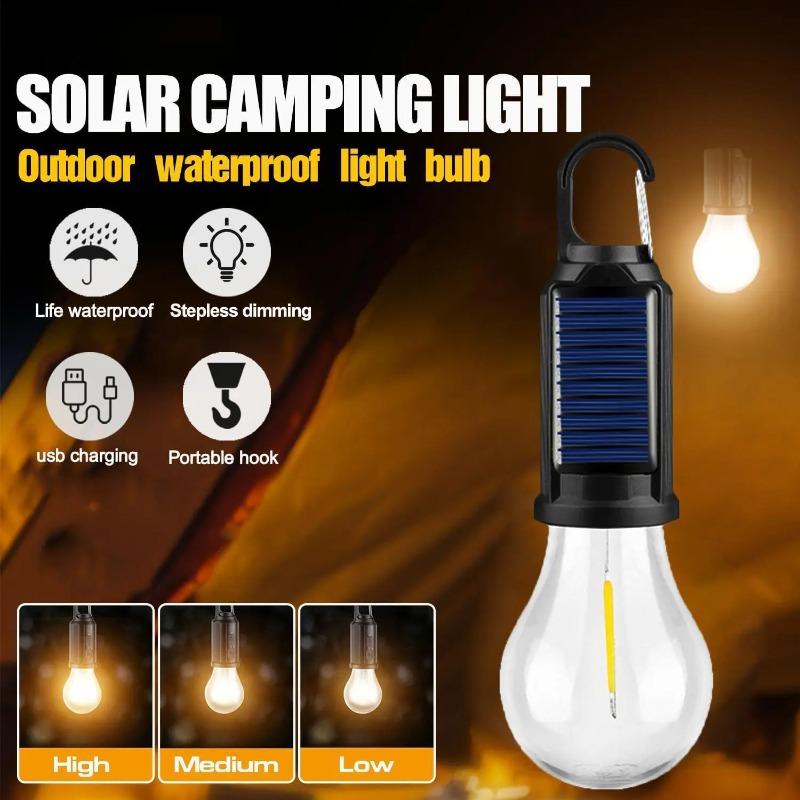 1-10PCS Solar Powered LED Lighting Hanging Lights Outdoor Tent BBQ Atmosphere Light Portable Waterproof Camping Light