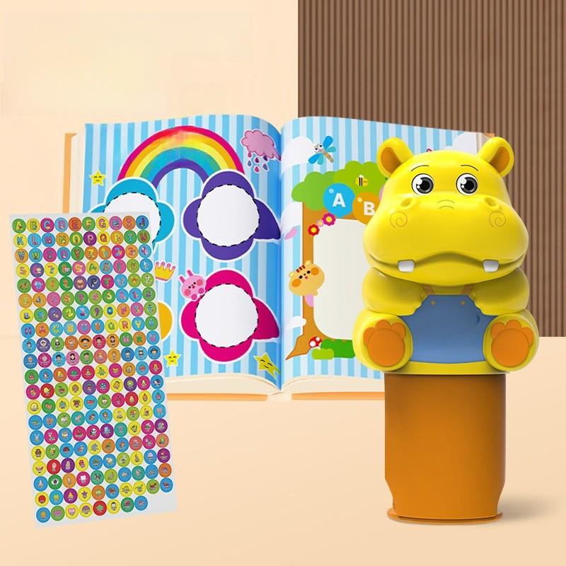 Puzzle Toy Childrens Cartoon Hippopotamus Shape Signet Waterproof Stamp Sticker