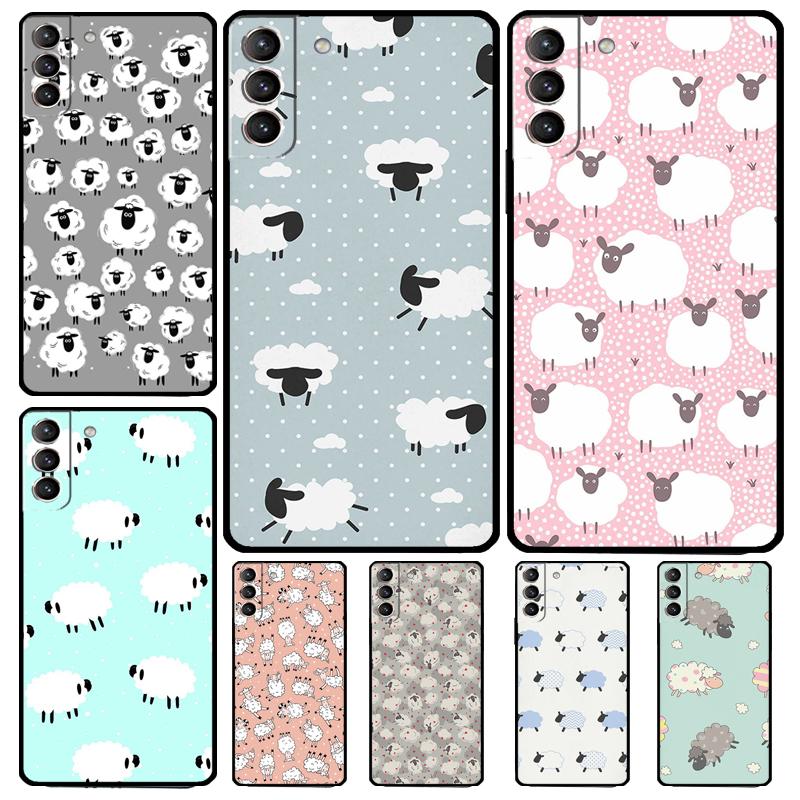 Cute Sheep Case For Samsung Galaxy S23 S22 Ultra S20 S21 FE S9 S10 Plus Note 10 20 Ultra Back Cover