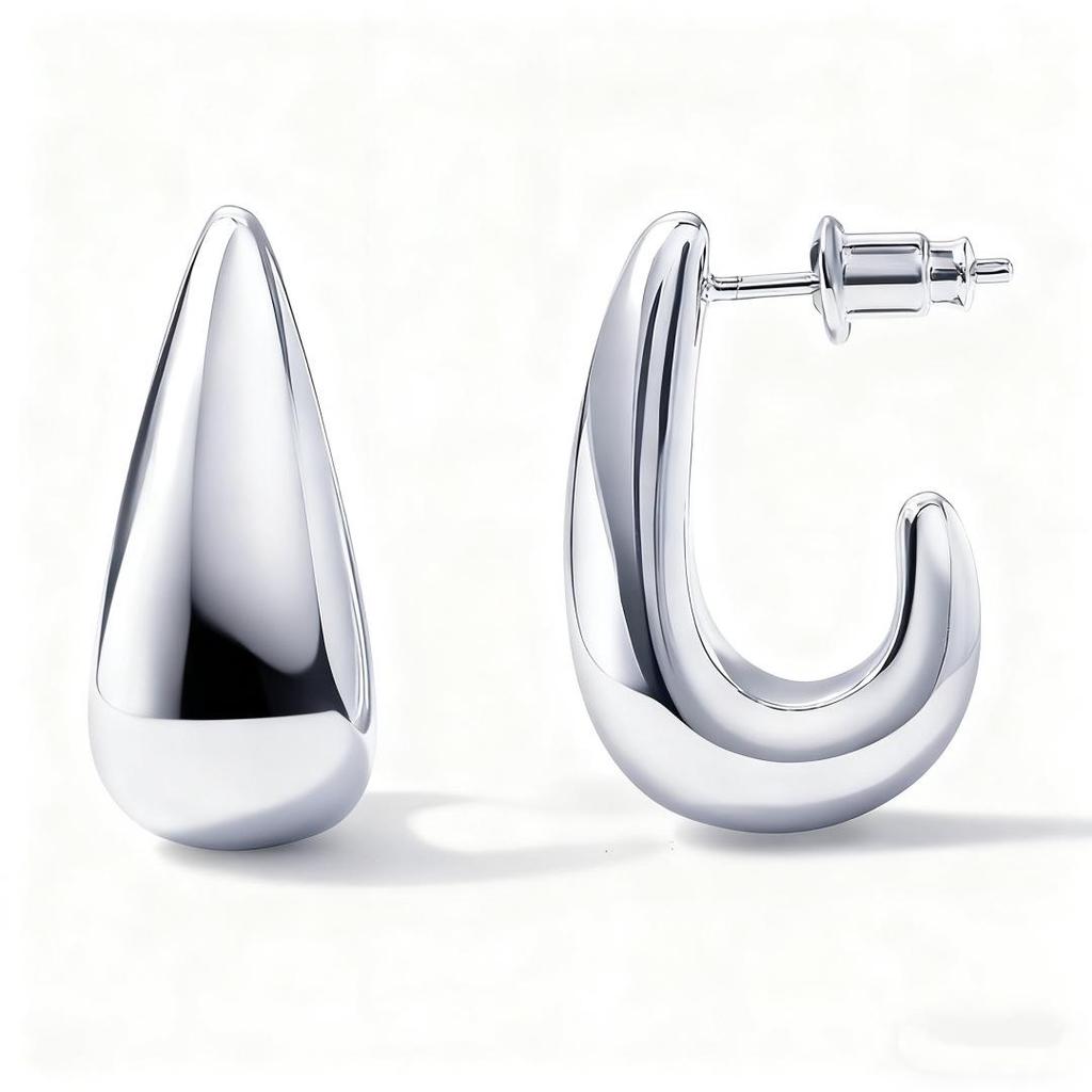 Fashionable Copper-Plated Teardrop Geometric Stud Earrings - Versatile Women's Gift