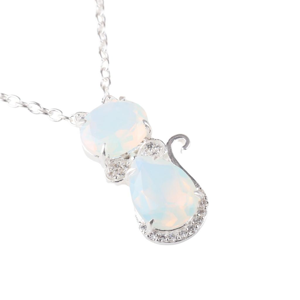 Milky Opal Gemstone 925 Sterling Silver Jewelry Zircon Pendant1.16" Gift For Mom CZP-1-13