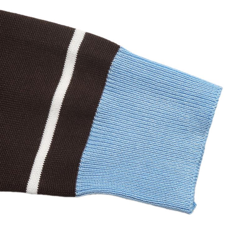 2026 A/W Retro Maillard Color Block Striped Polo Sweater
