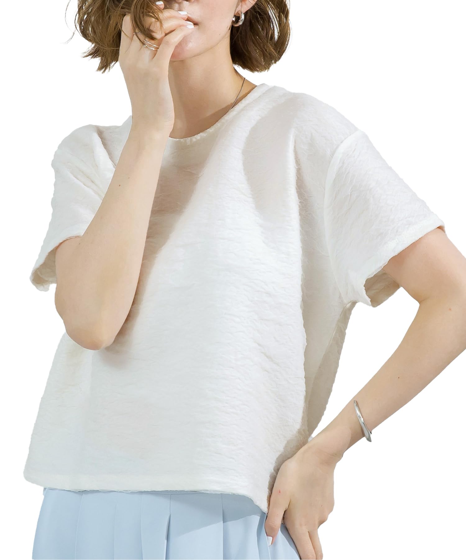 

Yours Sheer Jacquard Stretch Pullover White BFXU1831, Women s, Medium, белый