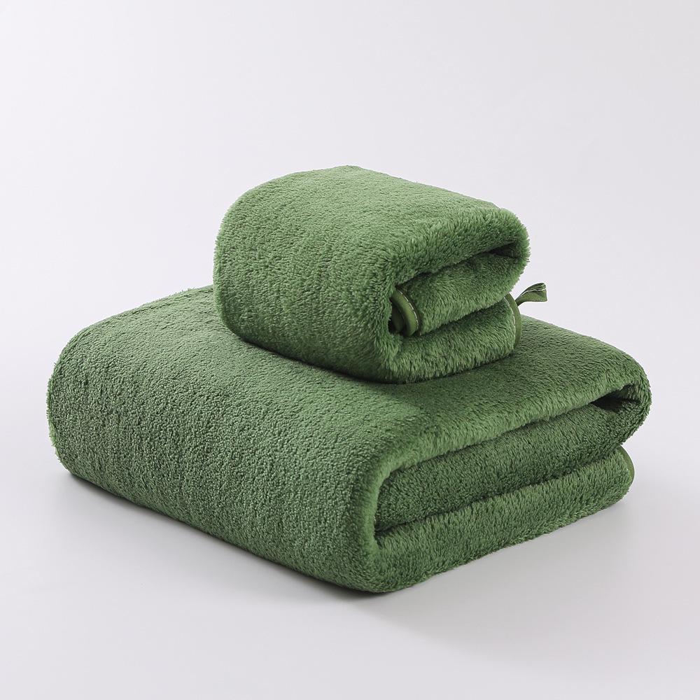 Coral Fleece Plain Color Bath Towel - Thick, Soft, and Highly Absorbent
