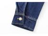 Autumn 2024 Women's Casual Denim Shirt Jacket with Lapel and Pocket Details