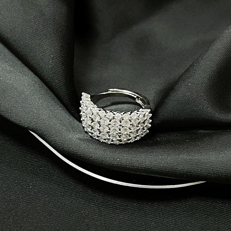 Heavy Industry Premium Full Diamond Zircon Butterfly Open Ring Index Finger Ring Light Luxury Unique Ring Accessories