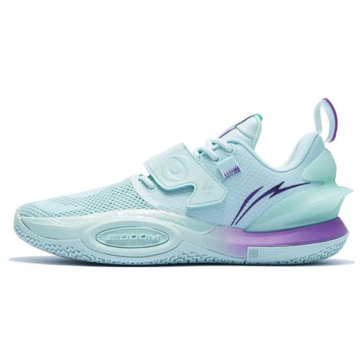 New LINING All City 10 V2 Basketball Shoes Men Low Top Water Wave Green/Purple ABAS059-4