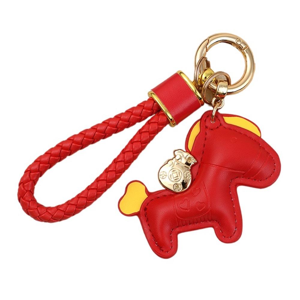 Candy Color Pony PU Keychain Cute Design Horse PU Pendants Zodiac Pony PU Doll  New Year Gift