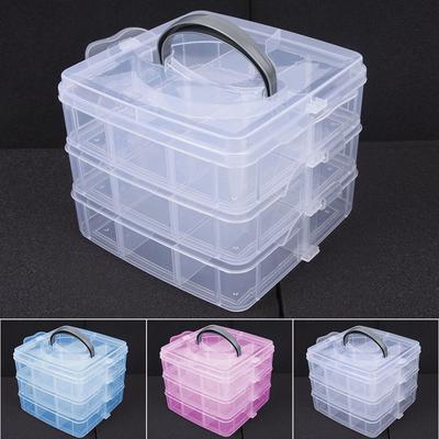 3 Layer Detachable Clear Plastic Storage Box for Jewelry and Craft