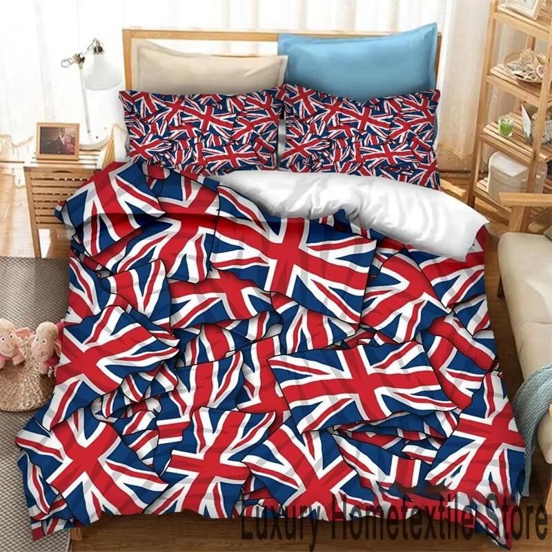 New 3D Print Britain United Kingdom Flag Bedding Set Double Twin King Duvet Cover Comforter Pillowcase Boys Girls Adults Bedroom