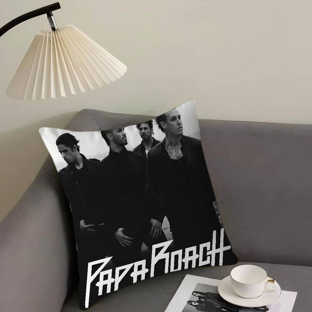 P-Papa Roach Musik Konst Kuddfodral Tecknad Gåva Kuddfodral Sovrum Hem Soffa Stol Sits Dekor Kuddöverdrag
