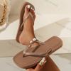 Fashion Summer Women Flip Flops Casual Solid Color Comfortable Non-slip Lightweight Indoor Outdoor Beach Square Head EVA Flat Sandals