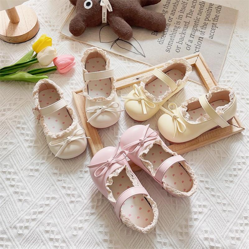 Fashion Girls Shoes Spring New Kids Leather Shoe Soft Soled Girl Casual Shoes Anti Slip Child Bean Shoe Simple Girl Leather Shoe