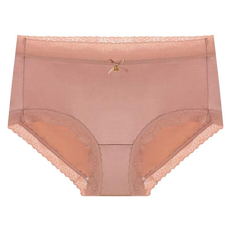 Breathable Mid Waist Seamless Sexy Lace Antibacterial Inner Crotch Triangle Underwear for Women Panties