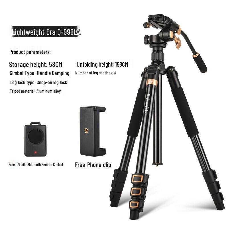 Lightweight Q999 Aluminum-Magnesium Alloy Folding DSLR Tripod - Portable & Stable for Shooting