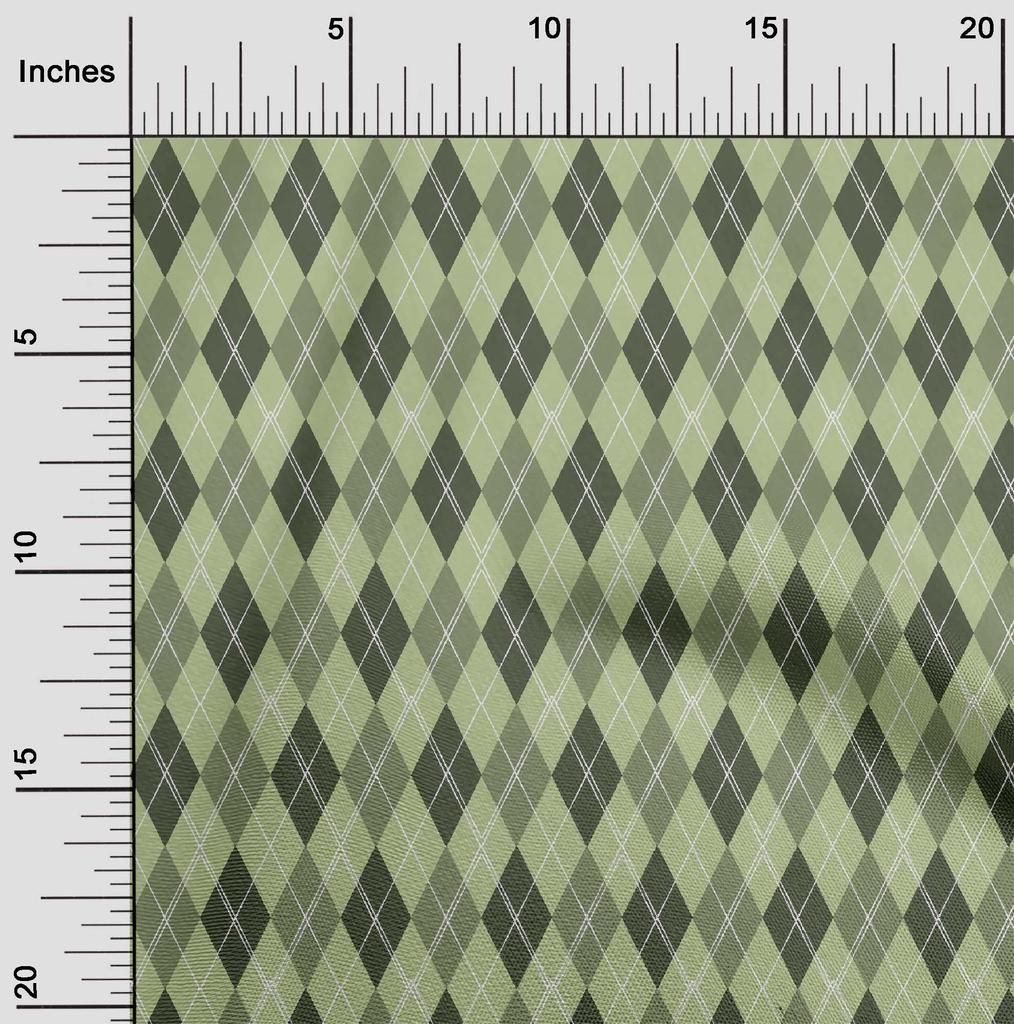 oneOone Cotton Flex Dark Olive Green Fabric Argyle Check Sewing Craft Projects Fabric Prints By Yard 40 Inches