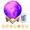 Drop Shipping 16 Colors Galaxy Moon Lamp Usb Rechargeable 15Cm Remote Control 3D Printing Led Night Light Moon