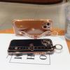 For iPhone 13 Case Love Heart Pattern TPU Phone Cover Wristband Finger Holder