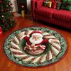Christmas Santa Gnome Quilted Round Mat Festive Area Rug Non-Slip Backing Door Mat Living Room Bathroom Kitchen Absorbent Mat