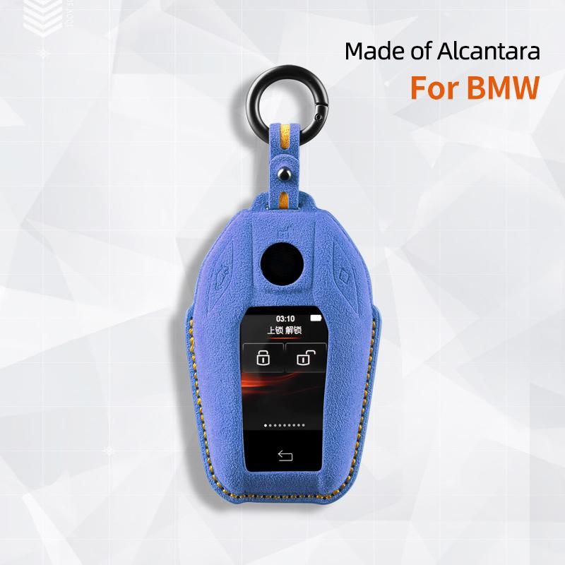Alcantara For Bmw 1 3 5 7 Series X1 X3 X5 X6 X7 F30 G20 F34 f31 G30 G01 F15 G05 I3 Car Key Case Remote Suede Keychain Cover