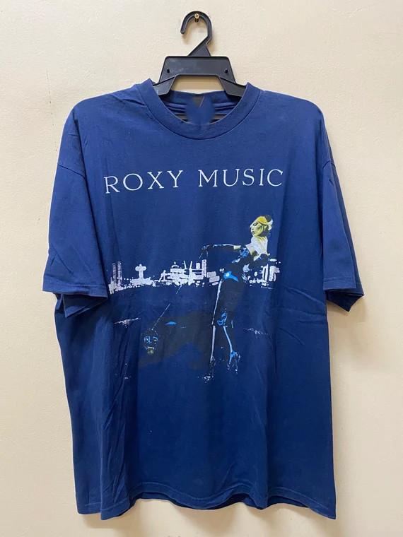 Винтажная синяя футболка с коротким рукавом Roxy Music Bryan Ferry, все размеры, OB344, унисекс XL