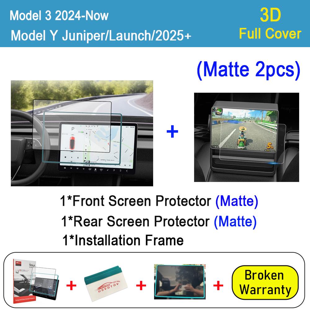 Full Cover Tempered Glass Film Protector For Tesla Model Y Juniper Model 3 Highland 2025 Rear Center Control Screen Protective