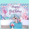 Mermaid Theme Birthday Backdrop Fabric For Kids Party Decoration Photo Prop
