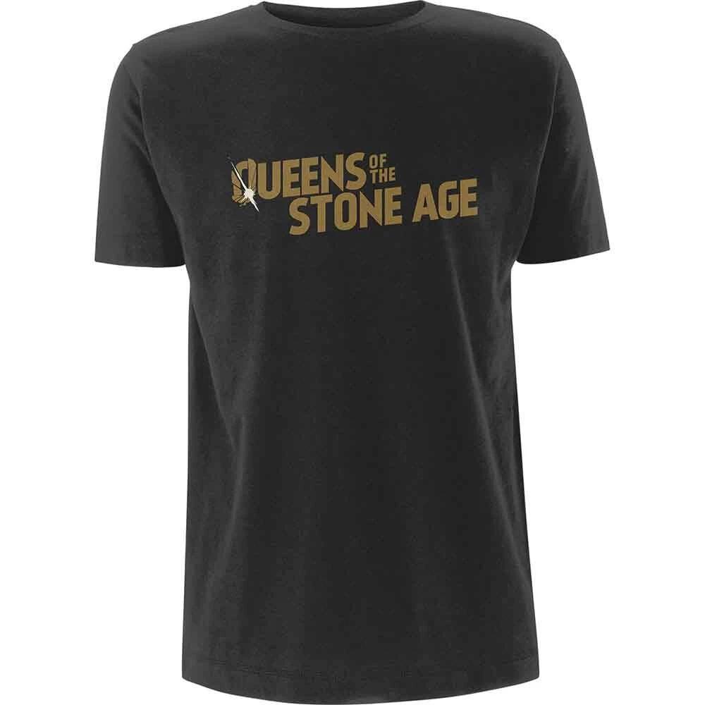 Queens of The Stone Age Metallic Logo T-Shirt Charcoal L S