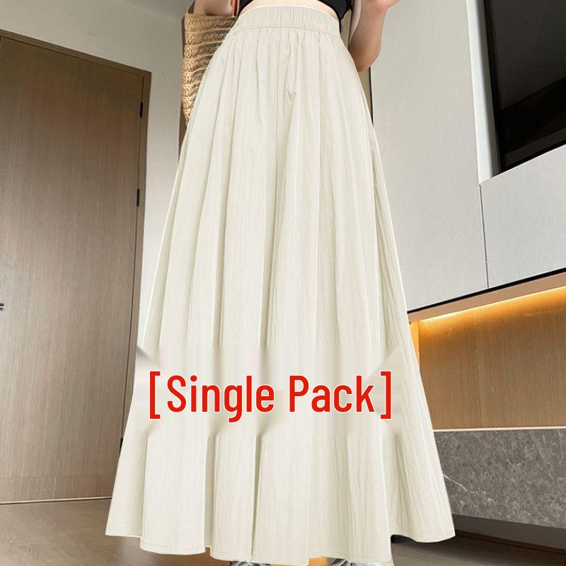 

Women s High-Waisted Japanese-Style Layered Skirt Pants - Wide-Leg, Thin, Casual Summer Wear 4XL (155-170 lbs) абрикосовый