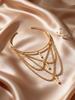 Gold Plated Open Upper Arm Bracelet for Women Multilayer Rectangle Charm Tassel Armband Cuff Bangle Boho Jewelry Party Summer