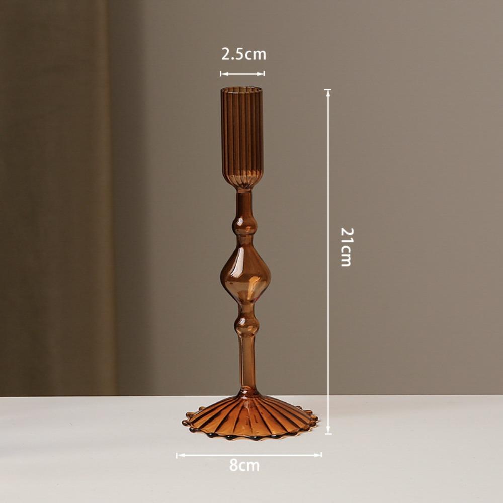 Creative Glass Candle Holder Romantic Candlelight Dinner Candlestick Living Room Dining Table Decoration Wedding Party Decor