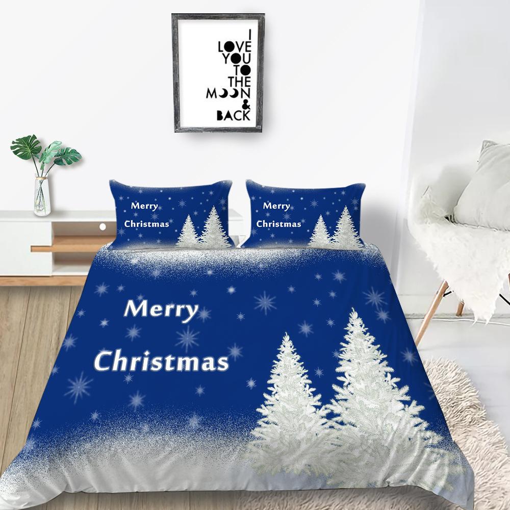 Digital Printing Quilt Cover Pillowcase Two Or Three Piece Set Christmas Gift Polyester