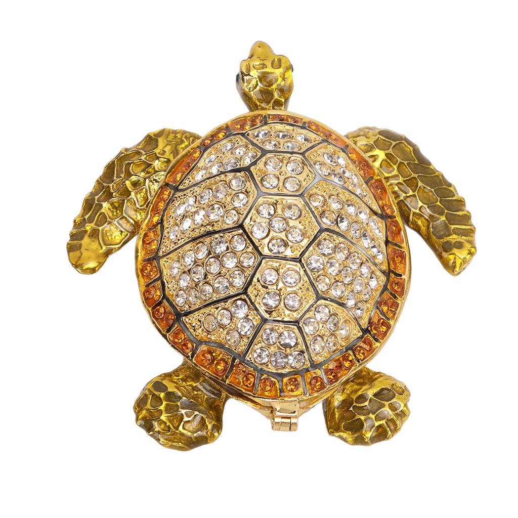 Turtle Trinket Jewelry Box Sparkling Rhinestones Magnetic Buckle Tortoise Figurines Collectible for