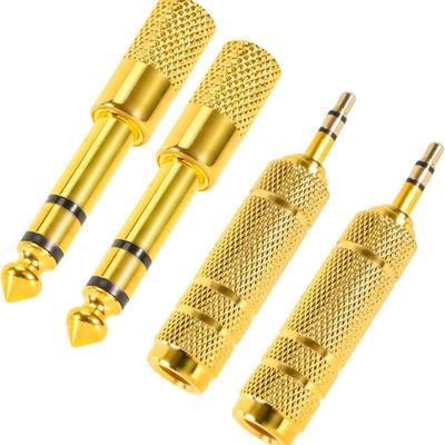 Stereo Audio Adapter, 6.35mm Female To 3.5mm Male & 6.35mm Male To 3.5mm Female, Alloy Uncharged Connector for Headphones, Microphones, Guitars