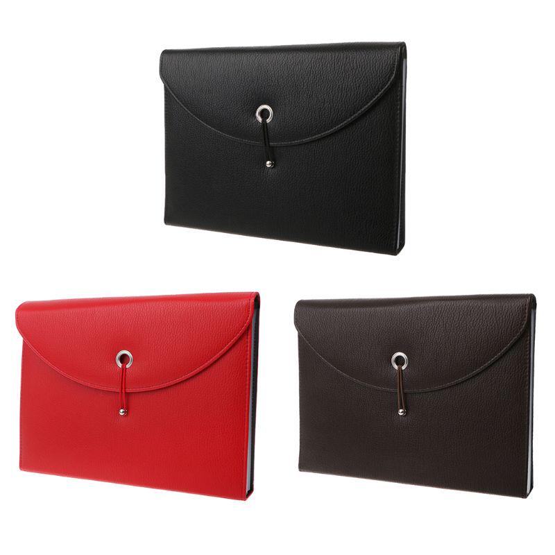 Fashion A4 Business Bag Men Lady Leather Pouch Paper File Folders Package Messenger Bags 13 Layers