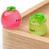 4Pcs Mini Resin Vegetable Figurines Cute Car Dashboard Decor, Adhesive Mounted Resin Car Interior Decorations for Women, Mini Dashboard Ornaments
