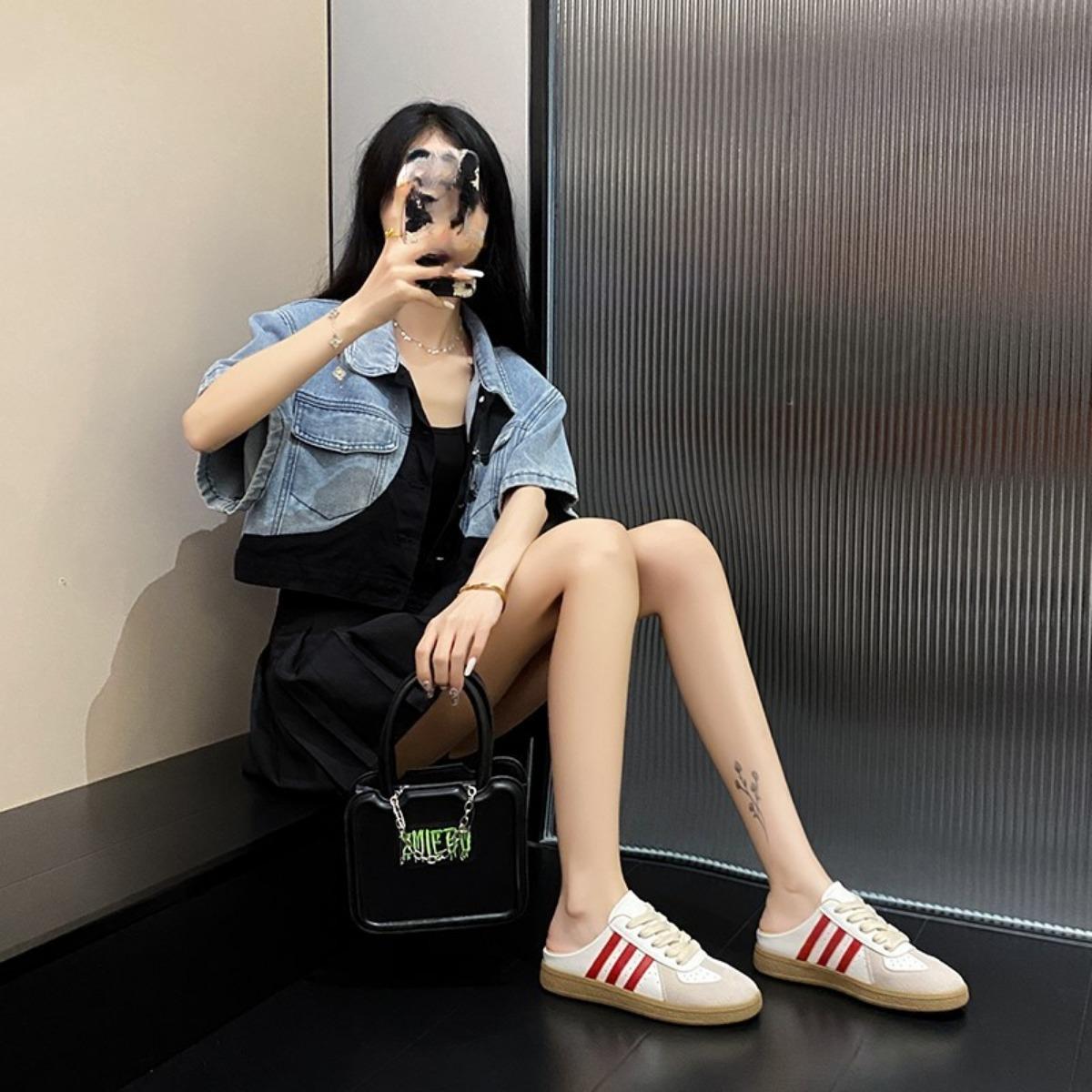 

Полутапочки женские в белых туфлях с толстой подошвой, ленивые туфли для женщин, повседневная обувь 39 красный