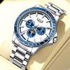 LIGE Unique Dial Quartz Man Watch Stainless Steel Business Luxury Clocks 24-Hour Moon Phase Waterproof Date Week Watches