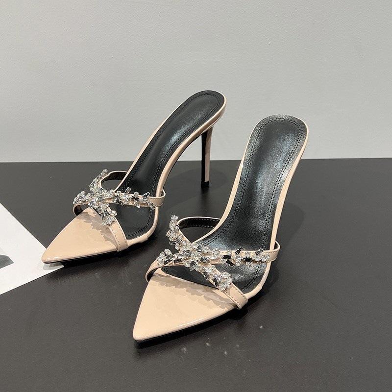 Pointed Rhinestone Slippers Women's 2025 Summer Royal Sister Sexy High Heels Beautiful High Heel Sandals