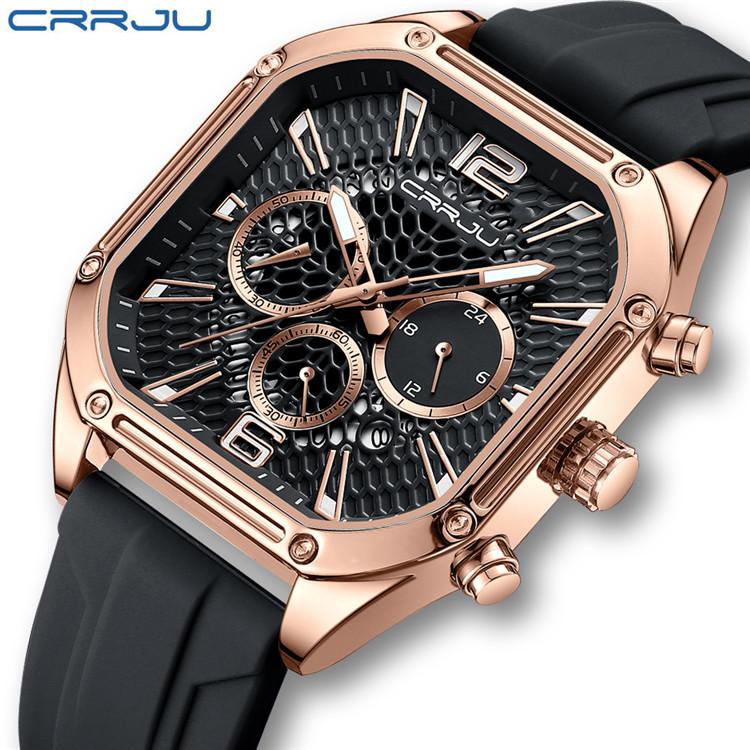 CRRJU New Watch 2311 Men's Watch Silicone Strap Six Pin Business Watch Casual Boys