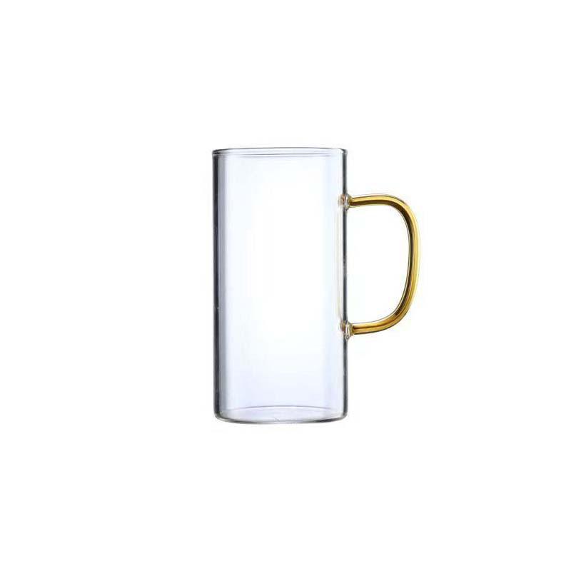 High-Temperature Resistant Glass Tea Cup with Handle - Transparent and Thickened for Juice and Milk