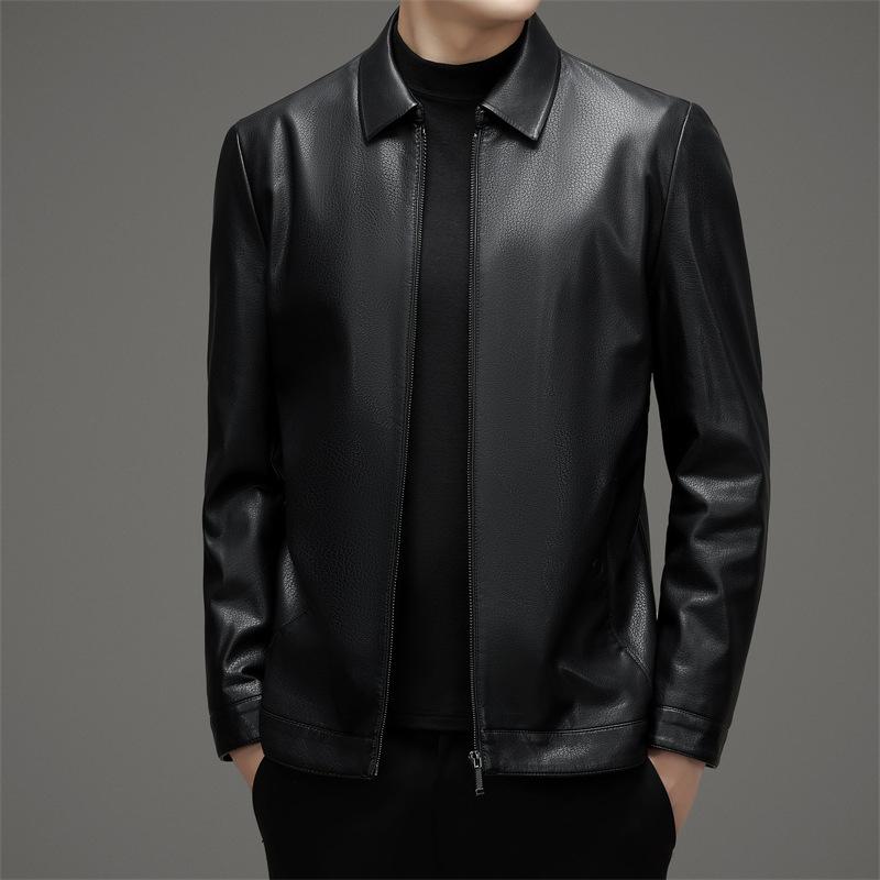 Genuine Leather Jacket for Men, Sheepskin, Middle-aged and Elderly Leather Jacket, Large Size Middle-aged Jacket