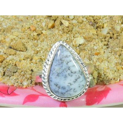 Natural Dendrite Opal 925 Sterling Silver Pear Handmade Ring Gift US-8.25 MK-83
