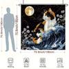 Calico Cat by the Moonlit Sea Shower Curtain - Water-Resistant, Easy to Clean, Adds a Magical and Serene Touch to Your Bathroom