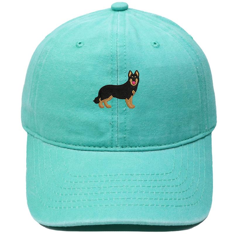 Cartoon German Shepherd Puppy Embroidered Baseball Cap Animal Washed Retro Daddy Hat Men's and Women's Casual Sun Hat
