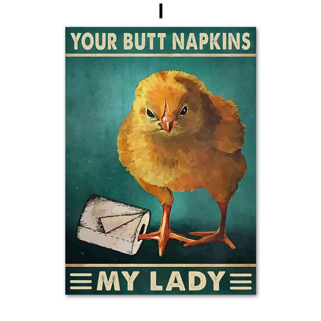 Your Butt Napkins My Lord Dear Toilet Paper Poster Print Animal Frog Kangaroo Black Cat Wall Art Canvas Painting Bathroom Decor No Frame