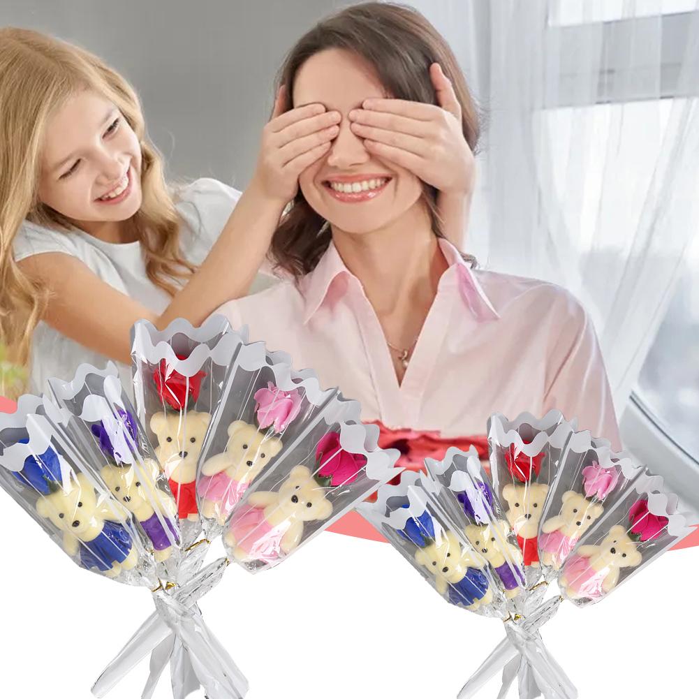 Romantische Künstliche Seifenrosen Geschenk Blumenstrauß Lieblicher Teddy Weihnachts Bär Geburtstag Tag Wi K6C1